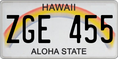 HI license plate ZGE455