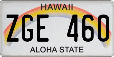 HI license plate ZGE460