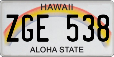 HI license plate ZGE538