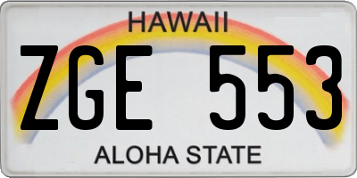 HI license plate ZGE553