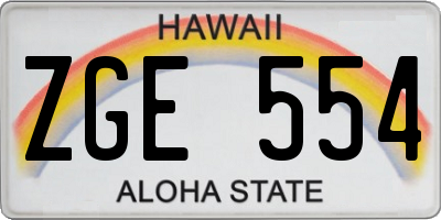 HI license plate ZGE554