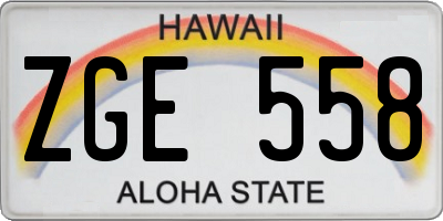 HI license plate ZGE558