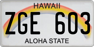 HI license plate ZGE603
