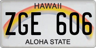 HI license plate ZGE606