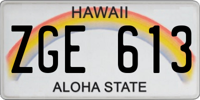 HI license plate ZGE613