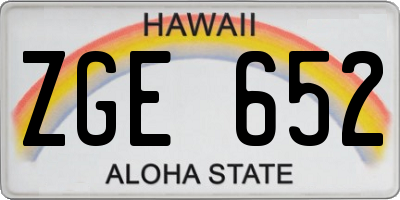 HI license plate ZGE652
