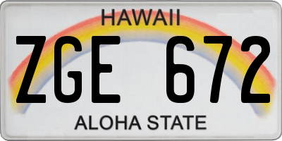 HI license plate ZGE672