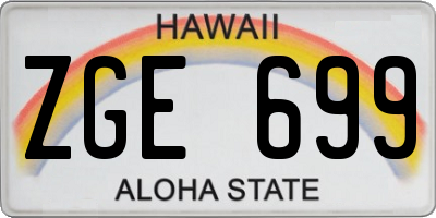 HI license plate ZGE699