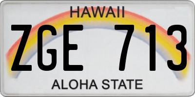 HI license plate ZGE713