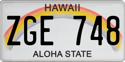 HI license plate ZGE748