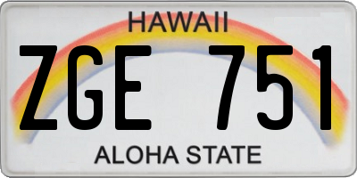 HI license plate ZGE751