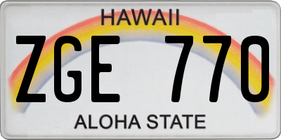 HI license plate ZGE770