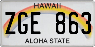 HI license plate ZGE863