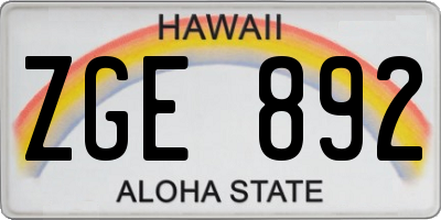 HI license plate ZGE892