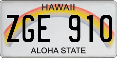 HI license plate ZGE910