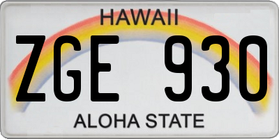 HI license plate ZGE930