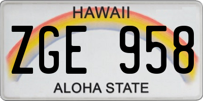 HI license plate ZGE958
