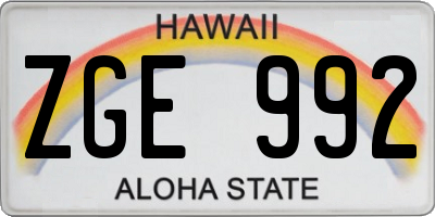 HI license plate ZGE992