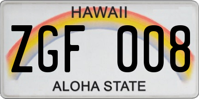 HI license plate ZGF008