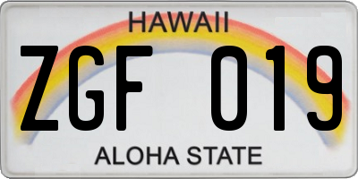 HI license plate ZGF019