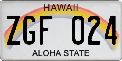 HI license plate ZGF024