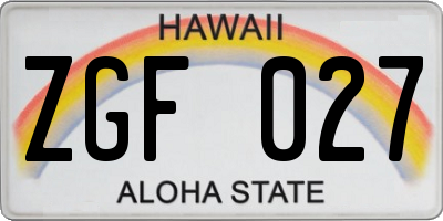 HI license plate ZGF027