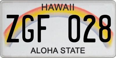 HI license plate ZGF028
