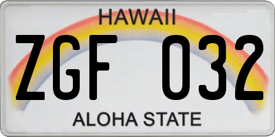 HI license plate ZGF032