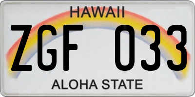 HI license plate ZGF033