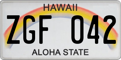 HI license plate ZGF042