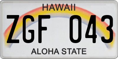 HI license plate ZGF043