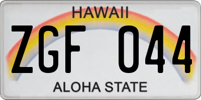 HI license plate ZGF044
