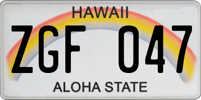 HI license plate ZGF047