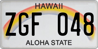 HI license plate ZGF048