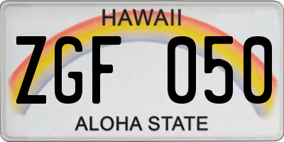 HI license plate ZGF050