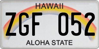 HI license plate ZGF052