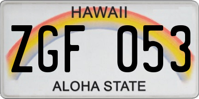 HI license plate ZGF053