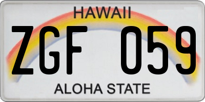 HI license plate ZGF059