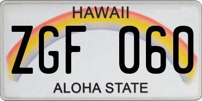 HI license plate ZGF060