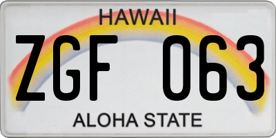 HI license plate ZGF063