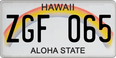 HI license plate ZGF065
