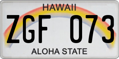 HI license plate ZGF073