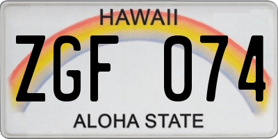 HI license plate ZGF074