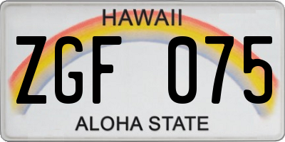 HI license plate ZGF075