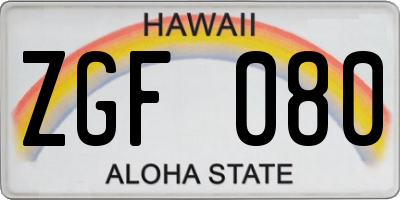 HI license plate ZGF080
