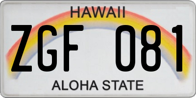 HI license plate ZGF081