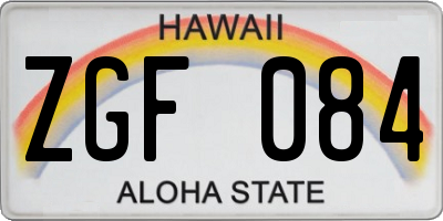 HI license plate ZGF084