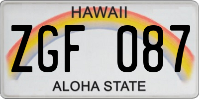 HI license plate ZGF087