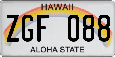 HI license plate ZGF088
