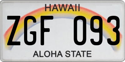 HI license plate ZGF093